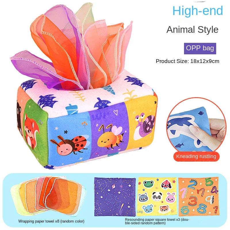Baby Montessori Toy,Magic Tissue Box,Educational Learning Activity Sensory Toy For Kids Finger Exercising  Busy Board Baby Game