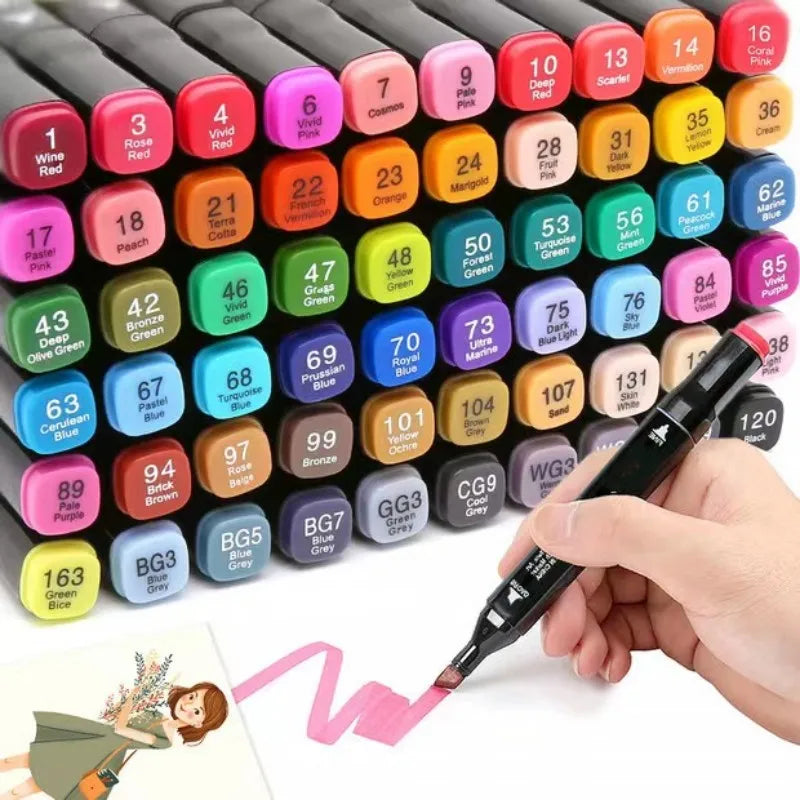 Kids Drawing Toys Double Headed Art Marker Pen Set for Draw Sketching Alcohol Oily Based Markers Graffiti Manga Supplies